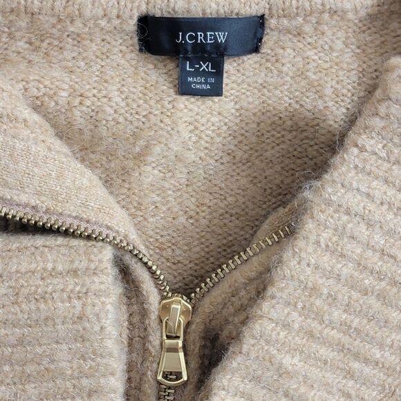 J Crew Sweater Womens L/XL Brown Relaxed Half Zip in Geometric Knit BD643 - Picture 10 of 13
